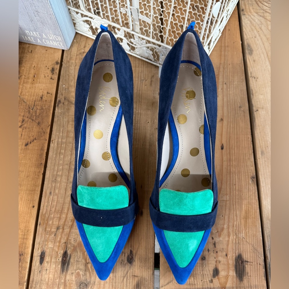 BODEN | Blue and Green | Women's | Kitten Heel| Retro Look | Size 40